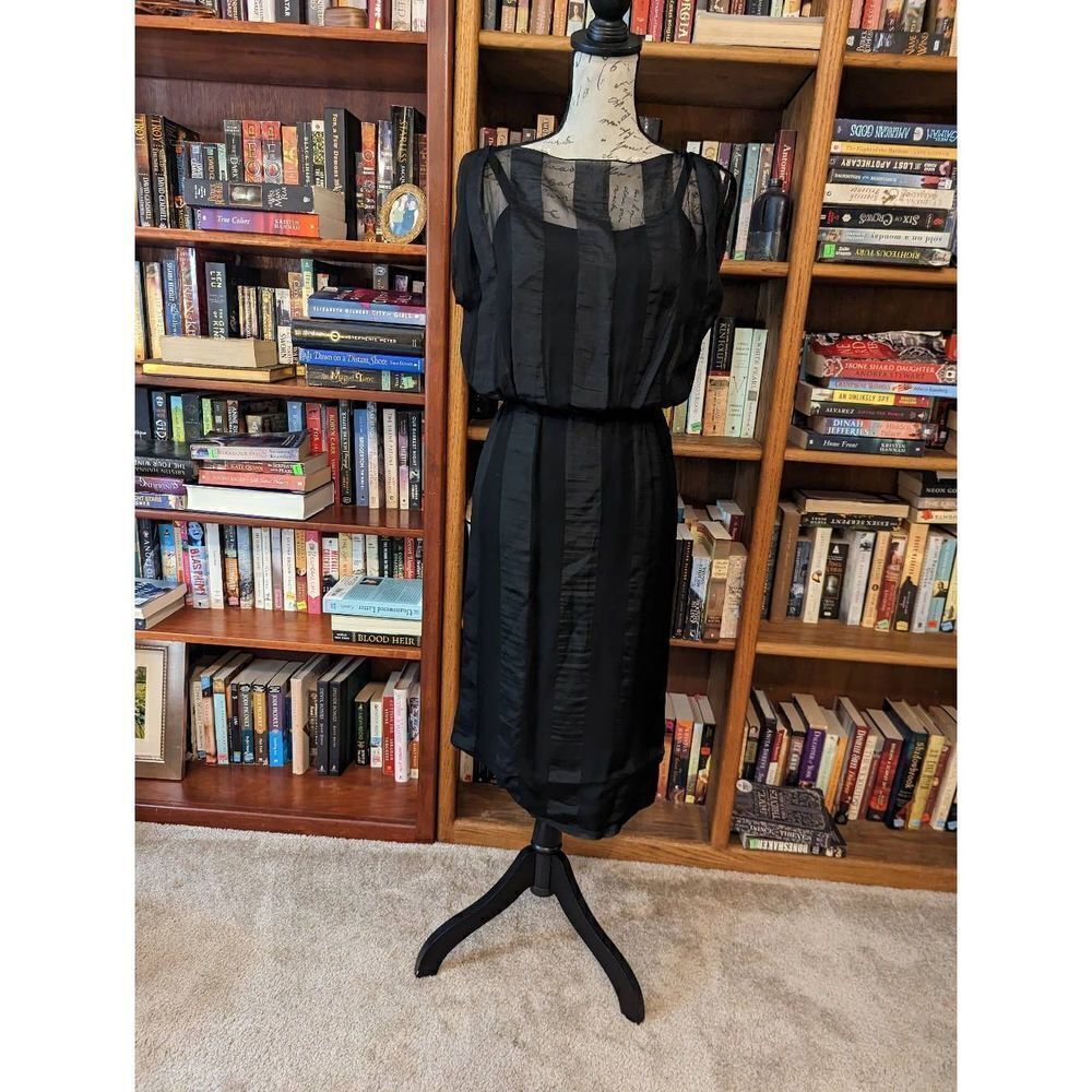 William Pearson vintage black silk batwing cocktail dress sz s euc